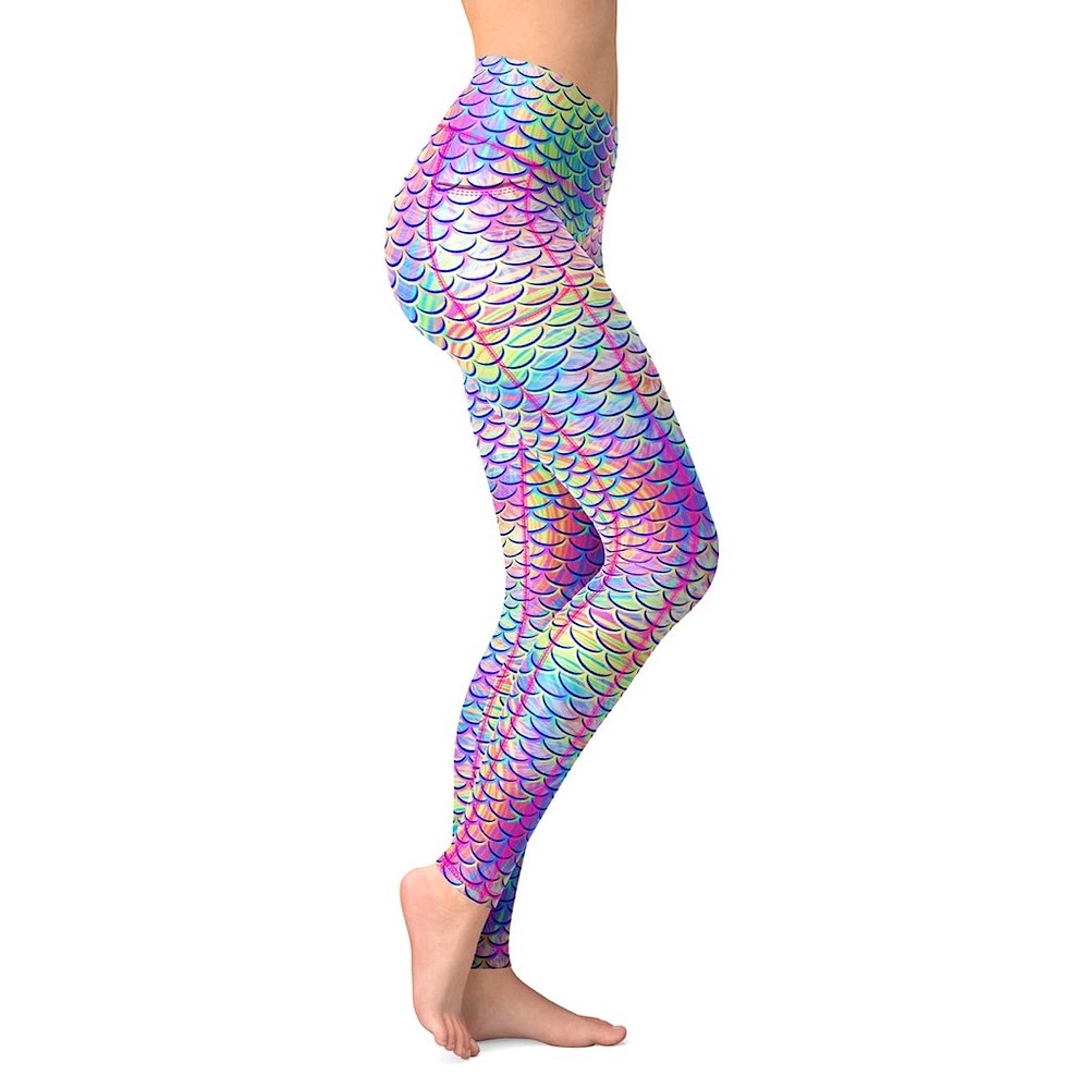 Spacefish Army Scuba Eco-Friendly Psychedelic Mermaid Contour Legging Medium NWT